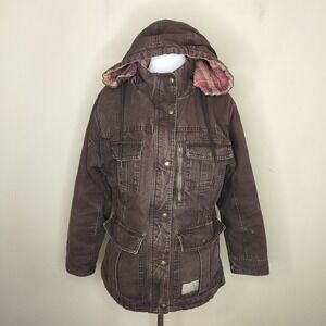 C.E. Schmidt Work Jacket Canvas Rugged Plaid Lining Hooded